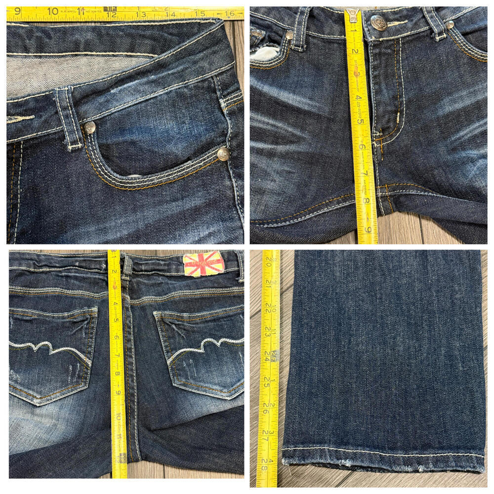 Machine Nouvelle Mode Distressed Jeans Size 32 Blue Denim Straight Leg - Picture 7 of 13